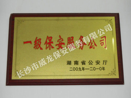 一级保安服务公司荣誉资质