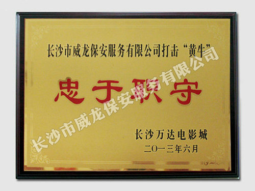 长沙万达电影城向我司颁发牌匾