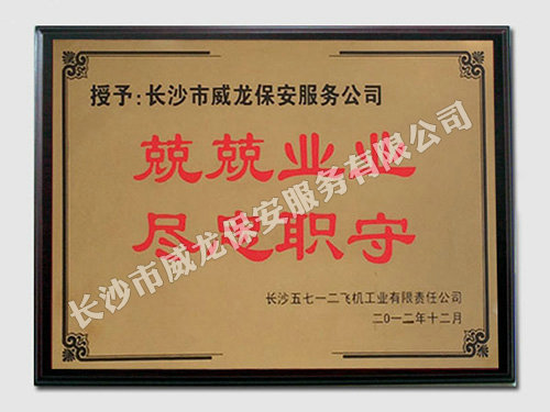 长沙市512飞机工业有限公司向我司颁发牌匾