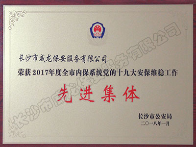 2017年度全市内保系统党的十九大安保维稳工作“先进集体”